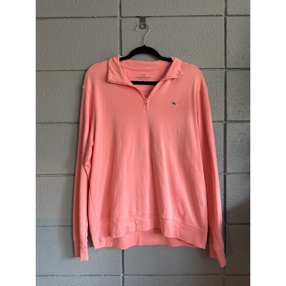 Women's Vineyard Vines 100% Cotton Quarter Zip Pullover size M in Pink Preppy - Picture 1 of 4